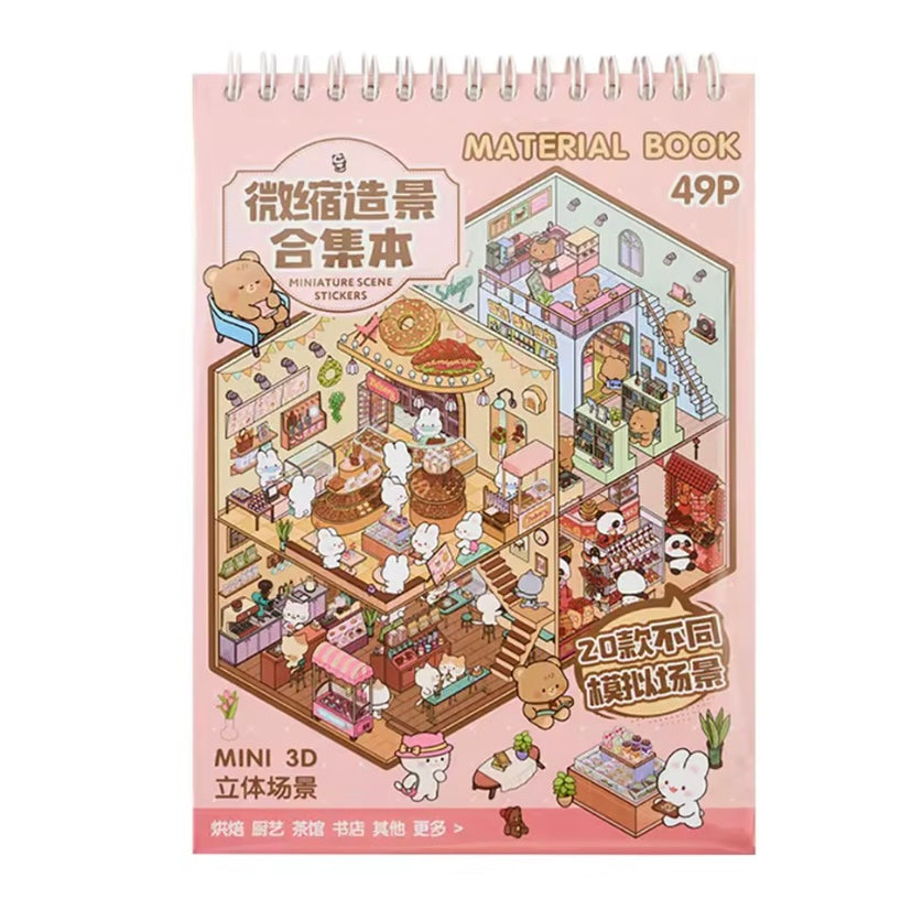 Ohlittlenest 3D Cozy Cabin Sticker Book – Kawaii Scenes