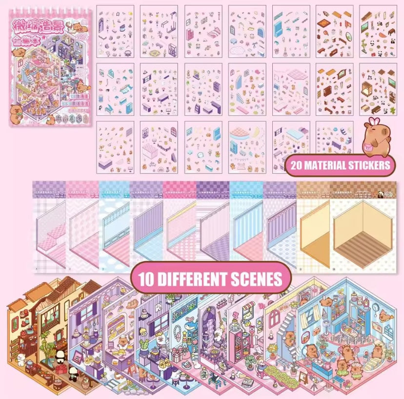 Ohlittlenest 3D Mini Home Sticker Book – Create 10 Cute Little Rooms