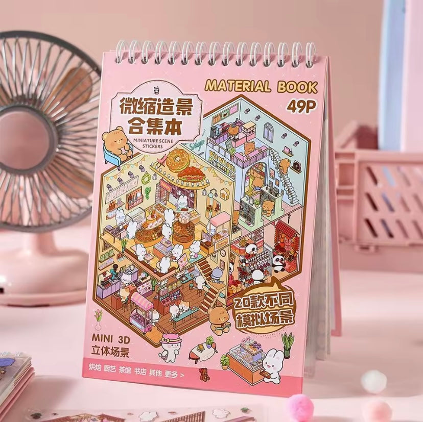 Ohlittlenest 3D Cozy Cabin Sticker Book – Kawaii Scenes