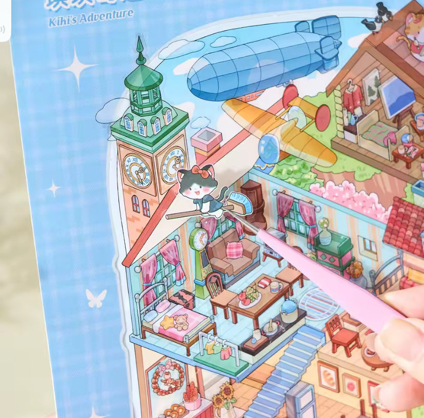 Ohlittlenest 3D Town Sticker Book – 6 Unique Diorama Worlds to Build