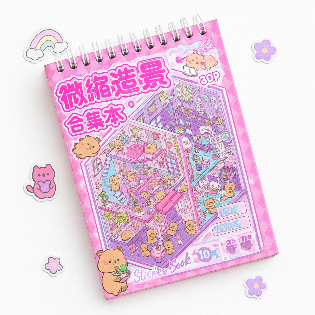 Ohlittlenest 3D Mini Home Sticker Book – Create 10 Cute Little Rooms